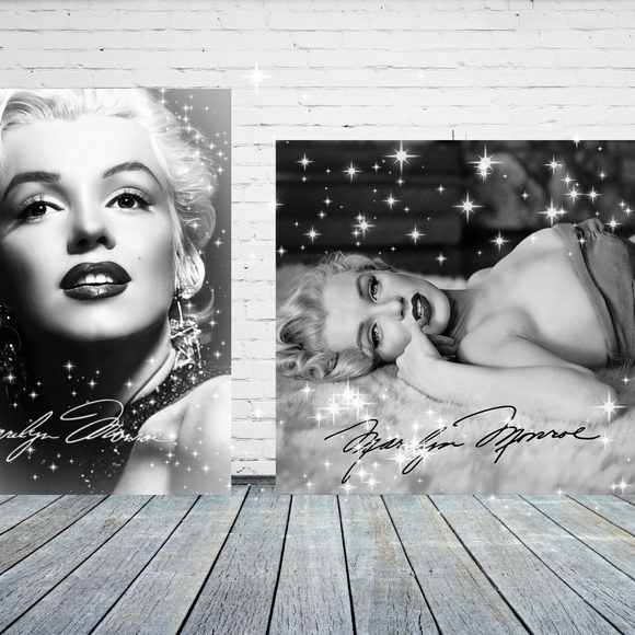 Marilyn Monroe Bling Vintage Black and White Portrait Art Set Framed Wall Art - Picture 1 of 5